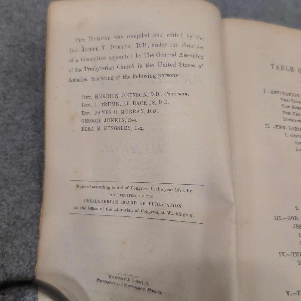 The Presbyterian Hymnal 1874 Philadelphia Presbyterian Board of Publication Book - Picture 2 of 6
